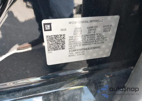 2018 Cadillac Ct6 Luxury z USA, uszkodzony, nr VIN 1G6KD5RS4JU159681